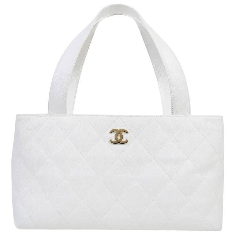 Chanel White Caviar Leather Tote Bag at 1stDibs chanel white tote