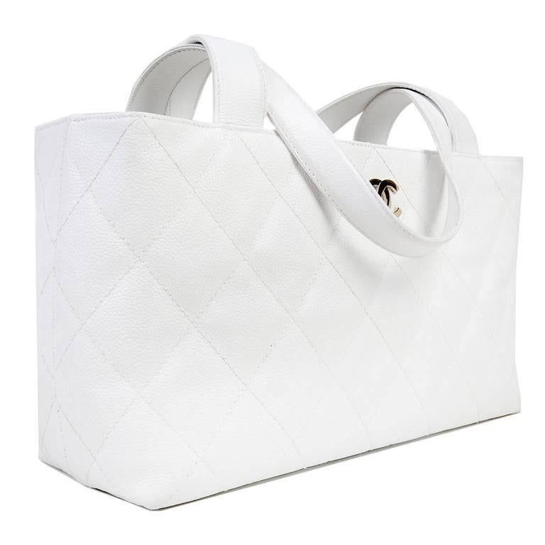 chanel white tote bag