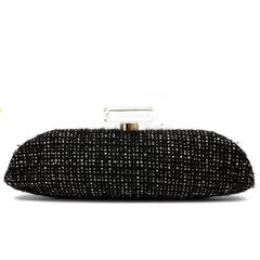 Chanel Black Tweed Rhinestone Clutch- Runway