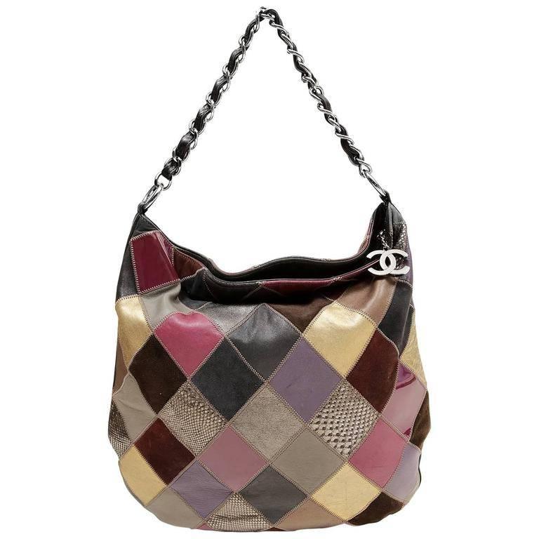 Chanel Multicolor Python Suede Leather Patchwork Hobo