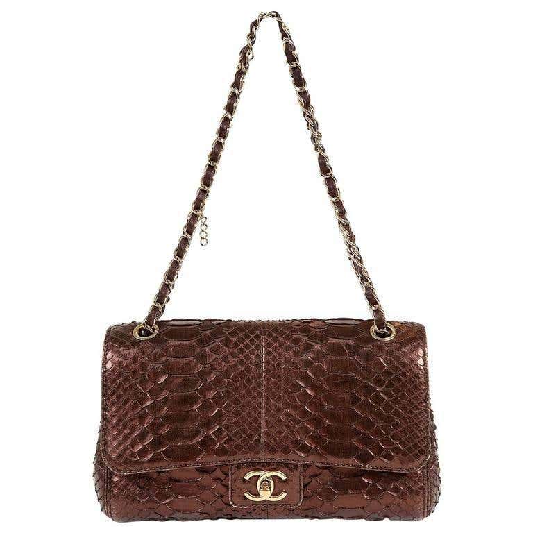Chanel Metallic Plum Python Classic Flap Bag at 1stDibs