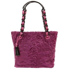Chanel Purple Fur Small Tote Bag