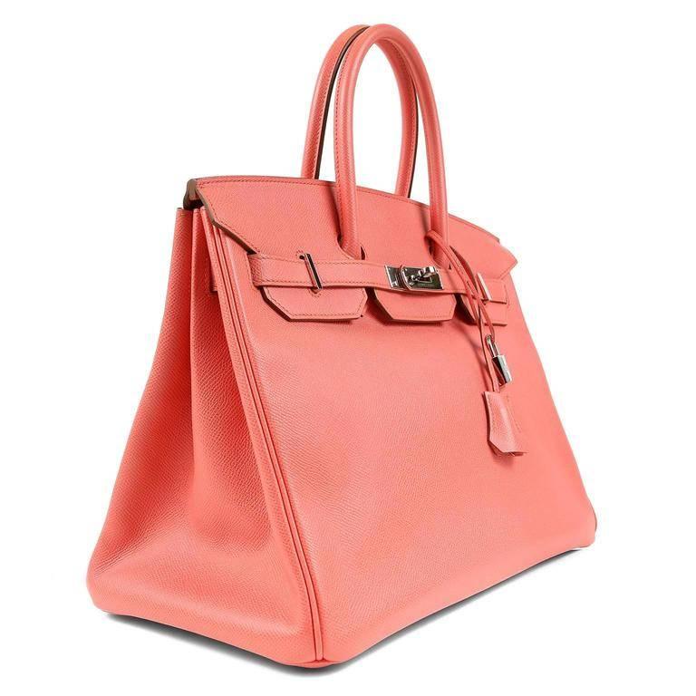 Hermes Pink Flamingo Epsom Birkin- 35 cm with PHW In Excellent Condition In Palm Beach, FL