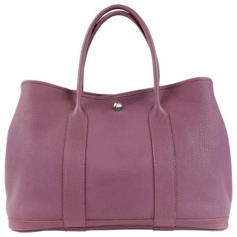 Hermes Violet All Leather Garden Party Tote- Togo, PHW at 1stDibs