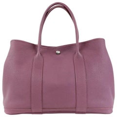 Hermes Violet All Leather Garden Party Tote- Togo, PHW