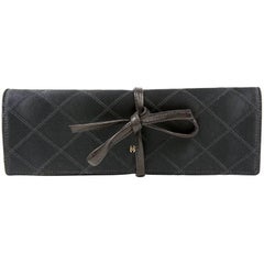 Vintage Chanel Black Denim Jewelry Roll Case