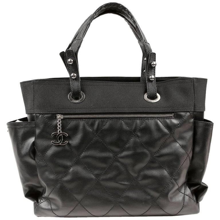 Chanel Black Canvas Biarritz XL Tote Bag For Sale at 1stdibs