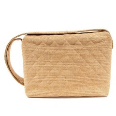 Chanel Vintage Quilted Raffia Shoulder Bag
