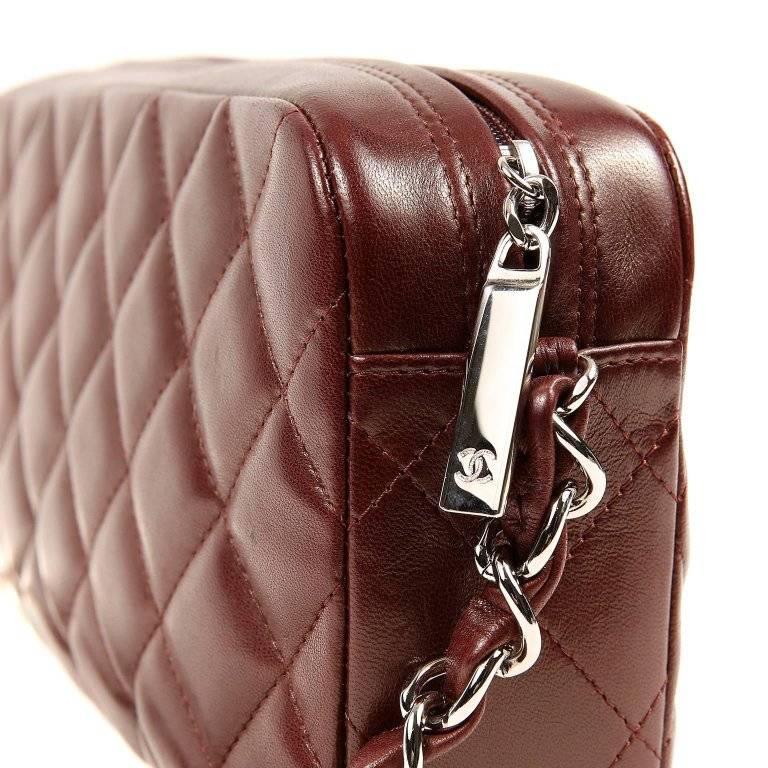 Chanel Burgundy Leather Pocket Camera Bag In Excellent Condition In Palm Beach, FL
