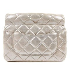 Chanel Silver Leather Roll Handle Reissue Clutch