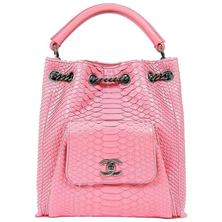 Chanel Pink Python Backpack