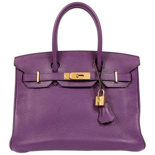 Discount 25CM Hermes Birkin Bag in Light Purple Ostrich Leather