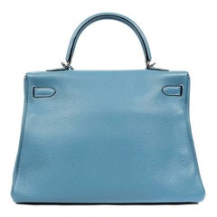 Hermes Blue Jean Clemence Kelly Retourne 35 cm- PHW