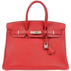 Hermes Rouge VIF Togo 35 cm Birkin Bag with PHW