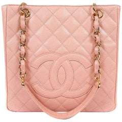 CHANEL PST Petit Shopping Caviar Leather Tote Bag Pink