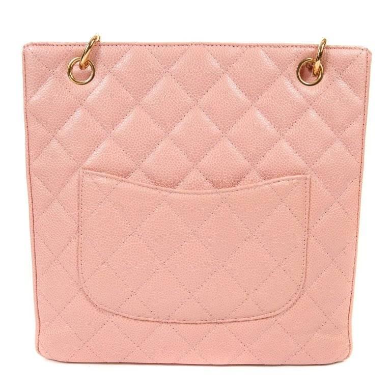 Chanel Petite Shopping Tote PST Chain Tote Bag Purse Pink Caviar