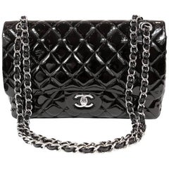 Chanel Black Patent Leather Jumbo Classic Double Flap Bag at 1stDibs  patent  leather chanel bag, chanel patent leather bag, chanel black patent leather  bag