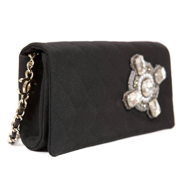 Chanel Black Fabric Crystal Embellished Evening Bag at 1stDibs ...