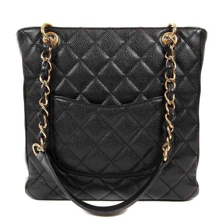 Chanel Black Caviar Petite Shopping Tote (PST) - EXCELLENT PLUS Condition A beautiful bag for any collection, the PST in black is a true classic that can go anywhere with ease. Black caviar leather is textured and durable. Quilted in signature
