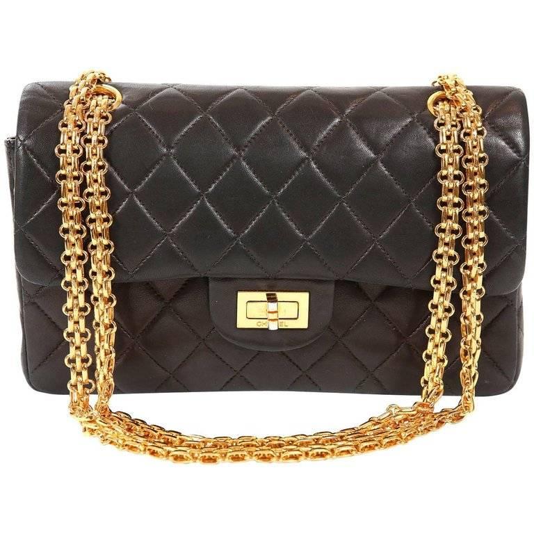 Chanel Black Lambskin 2.55 Reissue Medium Flap Bag with Gold Hardware