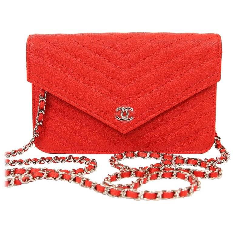 Chanel Red Caviar WOC Wallet on a Chain