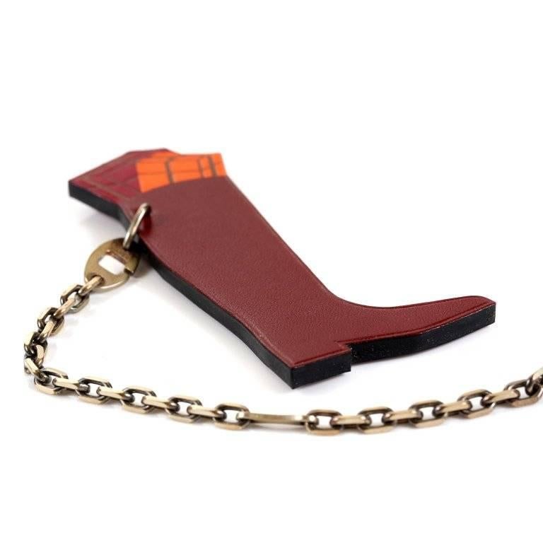 Hermes Hotte Botte Burgundy Leather Keychain In Excellent Condition In Palm Beach, FL