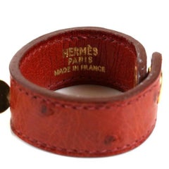 Hermes Ostrich Glove Holder- Chestnut with Gold