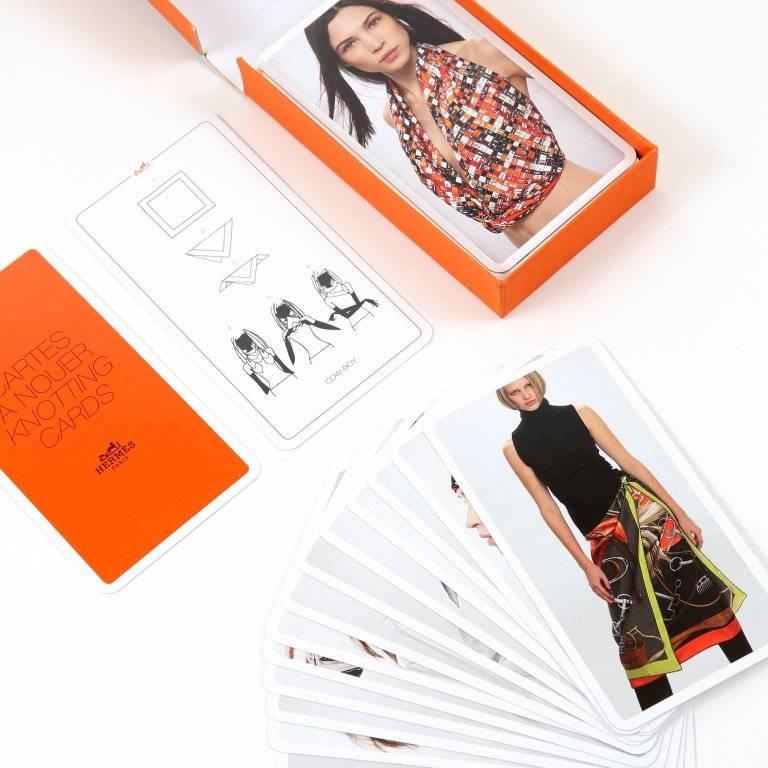Orange Hermes Scarf Knotting Cards For Sale