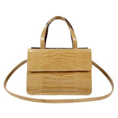 Judith Leiber Crocodile Double Sided Handbag- Camel and Brown