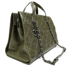 Chanel Olive Green Caviar Leather Crave Tote Bag
