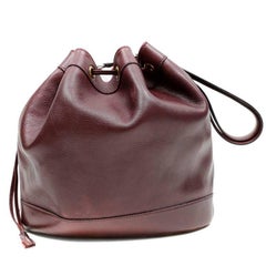 Hermes Bordeaux Leder Vintage Market Bucket Bag