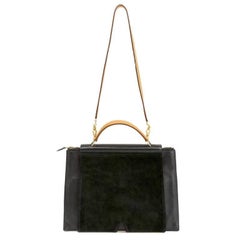 Hermes Black Leather and Lizard Brief Case