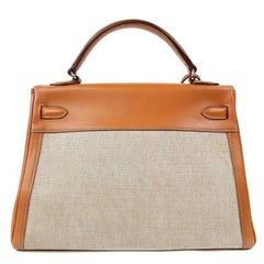 Hermes 32 cm Toile and Box Calf Kelly