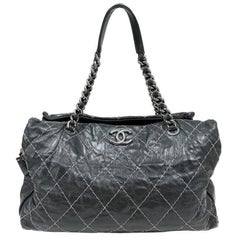 Chanel Charcoal Grey Distressed Leather XXL Tote