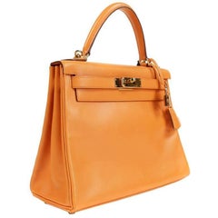 Hermes Orange Box Calf Kelly Bag- 28 cm with GHW