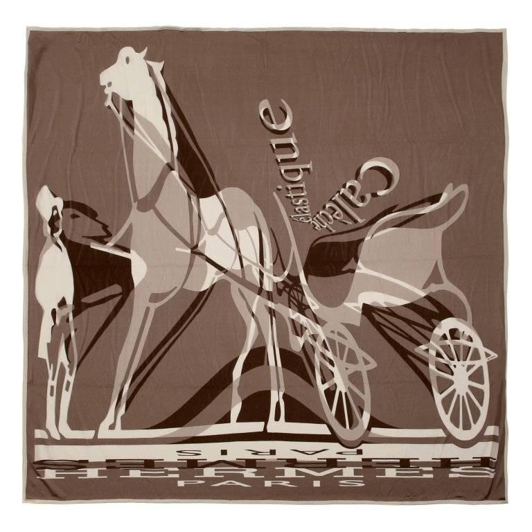 Hermes Caleche Elastique 90 cm Silk Scarf- Brown