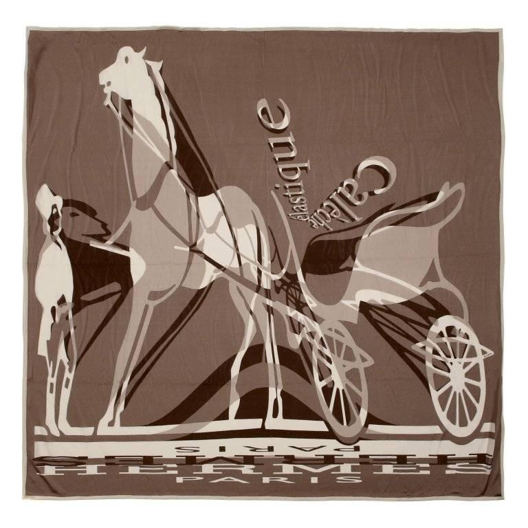 Hermes Caleche Elastique 90 cm Silk Scarf- Brown