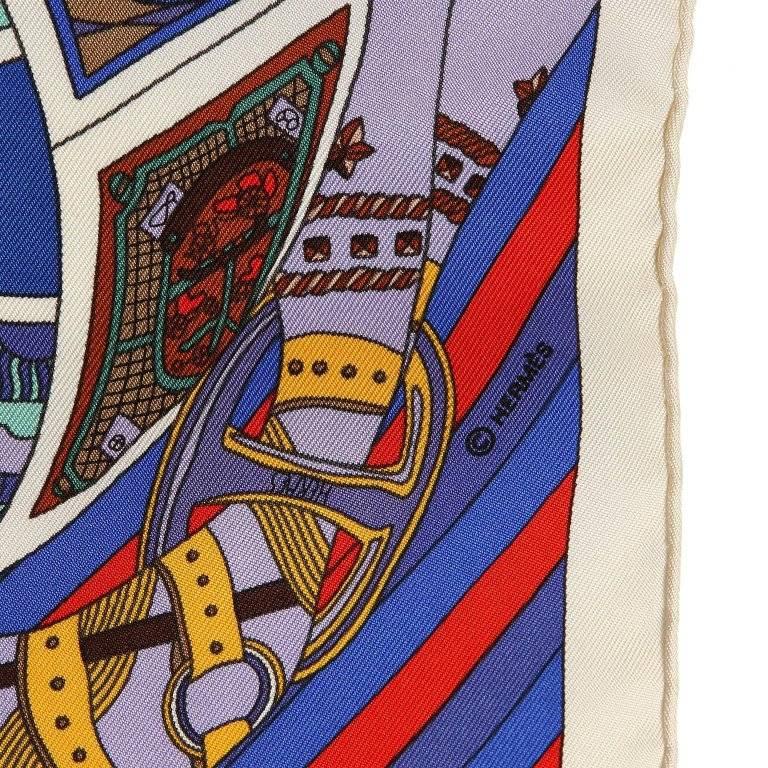 Brown Hermes Mademoiselle Soie Silk Pochette Scarf