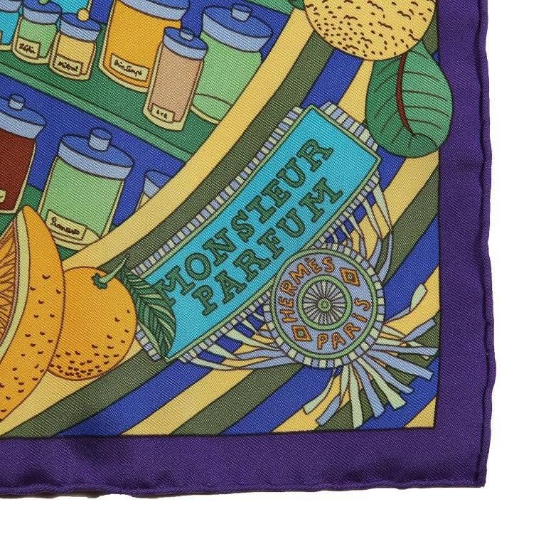 Hermes Monsieur Parfum Pochette Seidenschal (Violett)