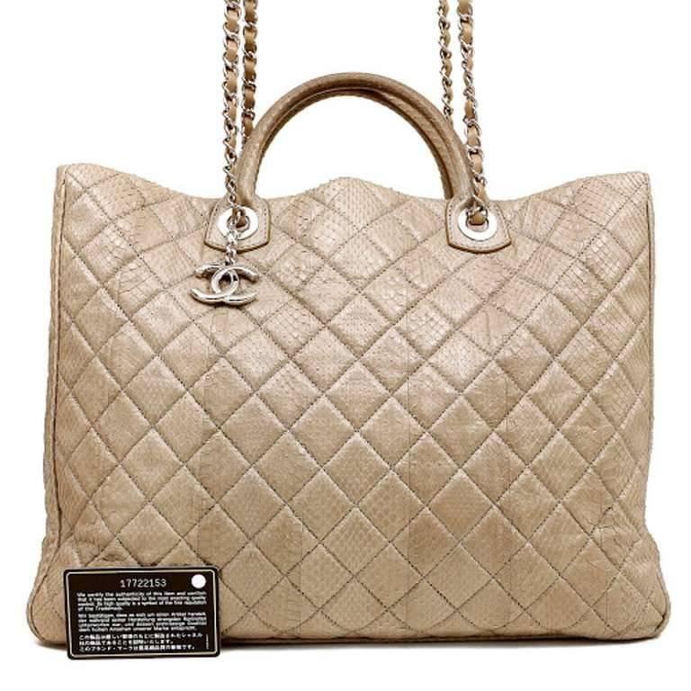 Chanel Python Etoupe Daytote In Excellent Condition In Palm Beach, FL