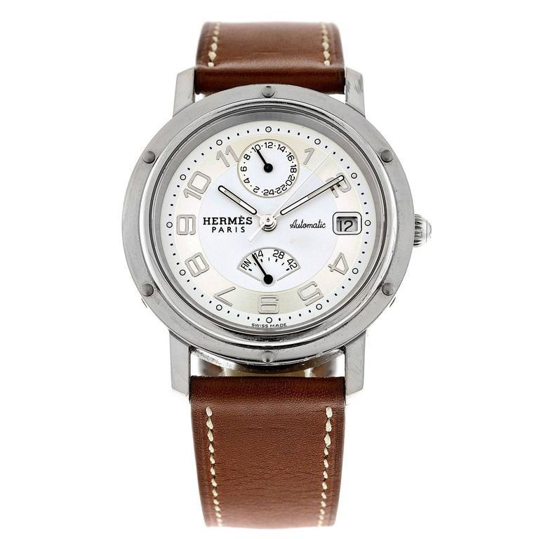 Hermès Stainless Steel Chronograph automatic Wristwatch For Sale at 1stDibs