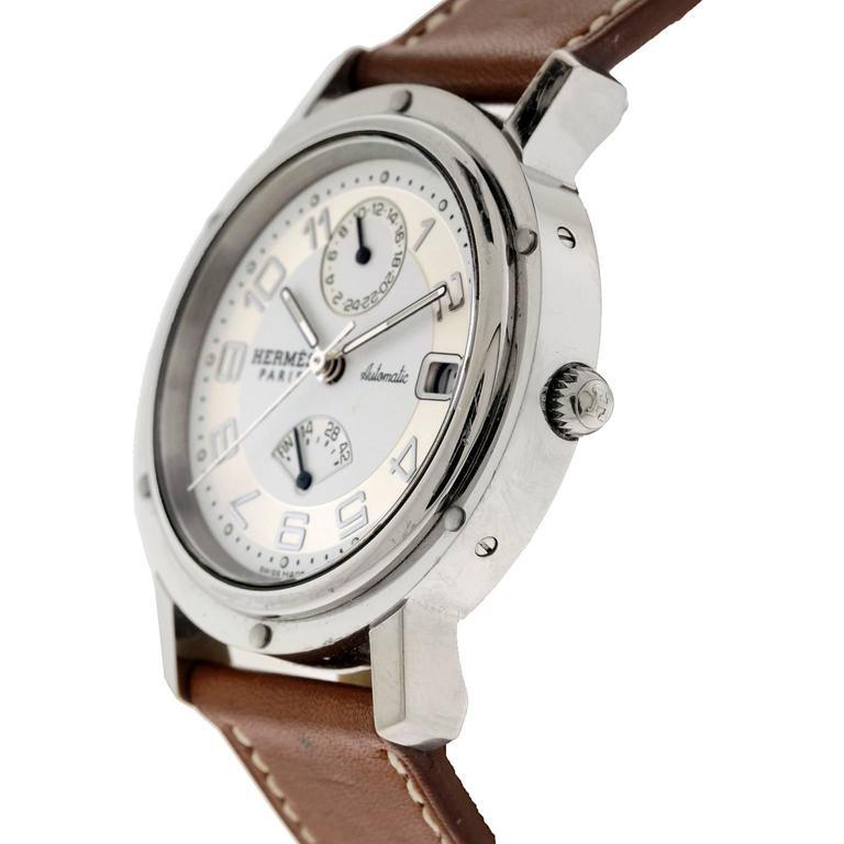 Hermès Stainless Steel Chronograph automatic Wristwatch  In Excellent Condition For Sale In Palm Beach, FL