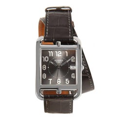 Hermès Cape Cod Watch with Grey Alligator Double Tour Band