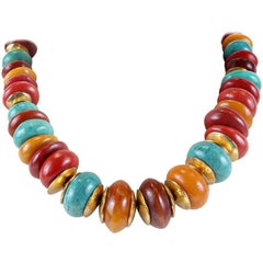 Vintage Chanel Multi Color Beaded Stone Necklace