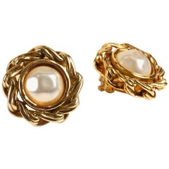 Chanel Pearl Clip On Vintage Earrings