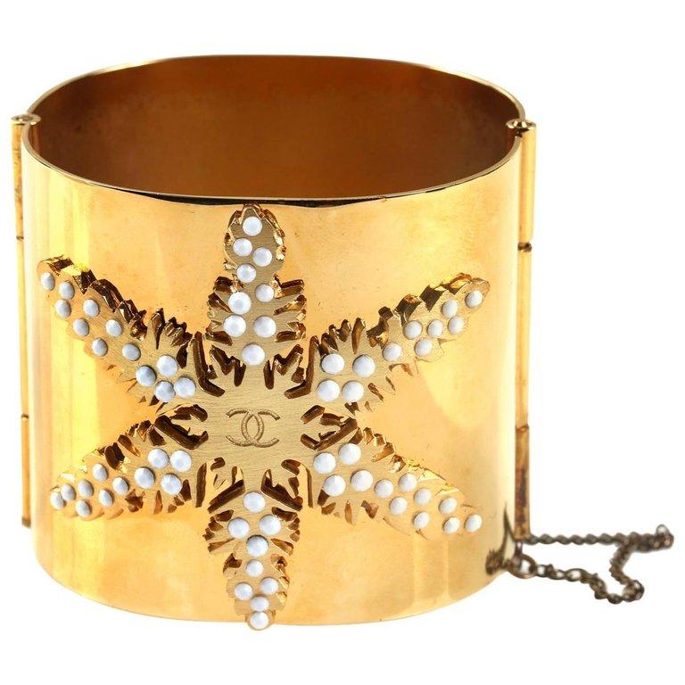 Chanel Gold Snowflake Cuff Bracelet