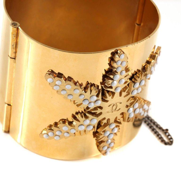Chanel Gold Snowflake Cuff Bracelet 1