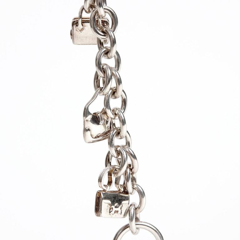 Hermès Sterling Silver Bags Charm Bracelet For Sale at 1stdibs