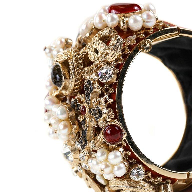 Chanel Jewel Encrusted Byzantine Collection Enamel Bangle Bracelet 1