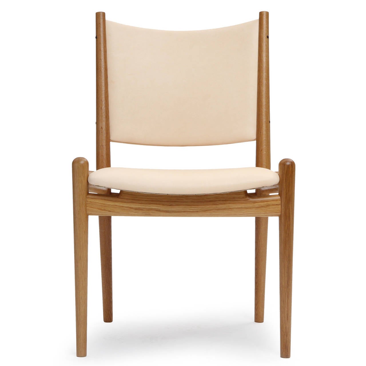 Scandinave moderne Chaises de salle à manger en chêne blanc et cuir de Hans Wegner en vente